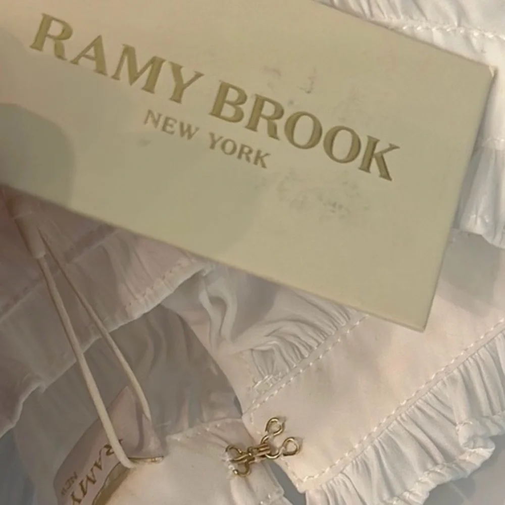 Ramy Brook White Pleated Mock Neck Tiered Mini Dress NWT Size L - Picture 3 of 3